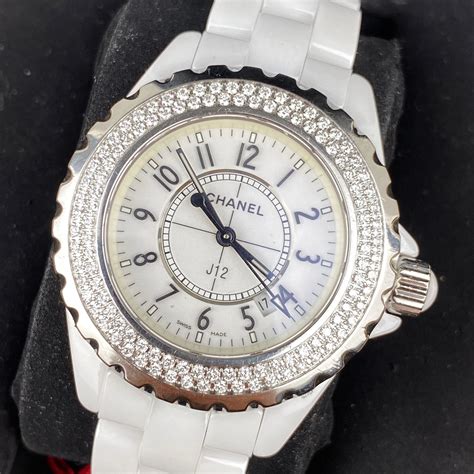 chanel j12 ceramic factory diamond bezel ladies|j12 Chanel watch with diamonds.